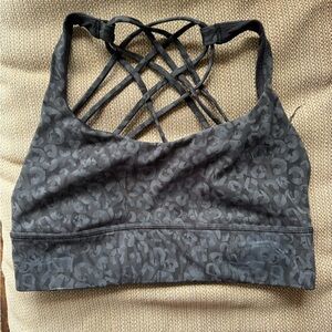 Lululemon Strappy Black Patterned Sports Bra